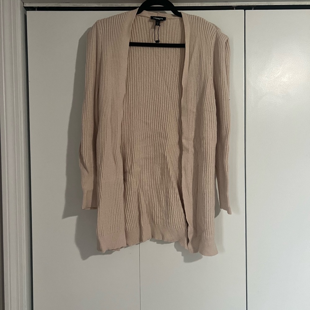 Express Light Pink/Cream Cardigan - M